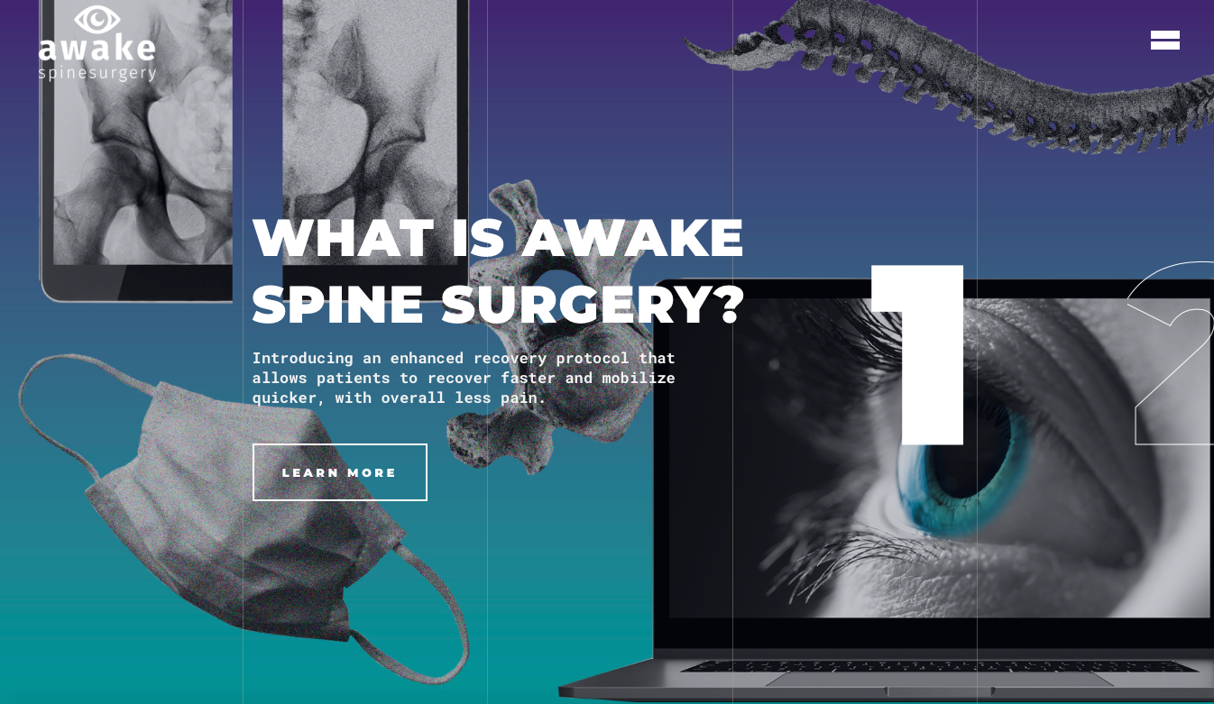 home page of awake spinal fusion academy a client of feed. the agency